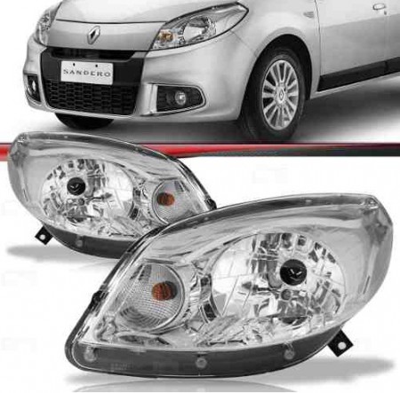 Farol Renault Sandero 2012 2013 Máscara Cromada